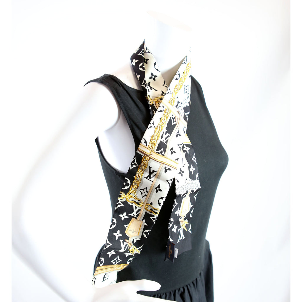 Confidential Bandeau Silk Scarf Black/White