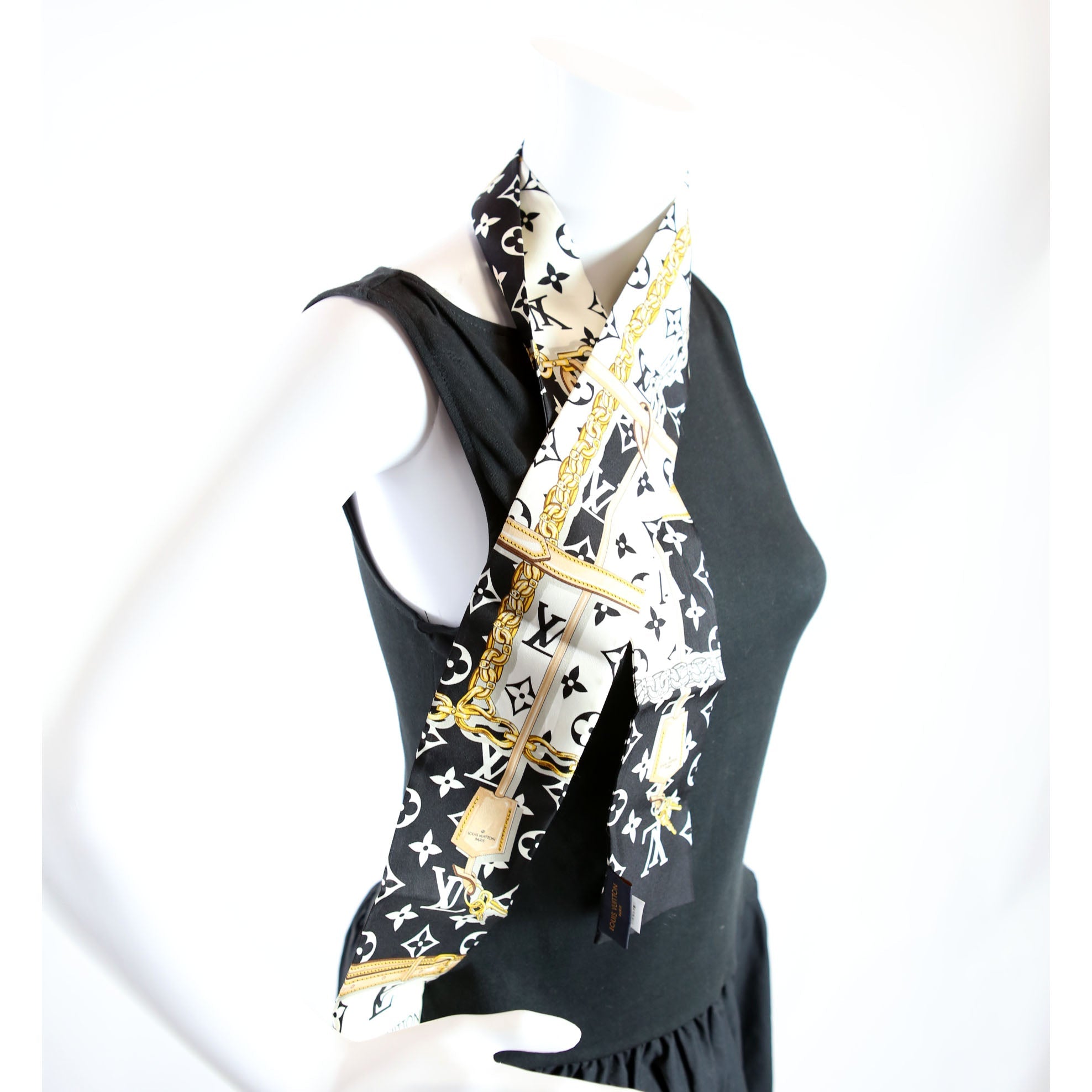 Confidential Bandeau Silk Scarf Black/White