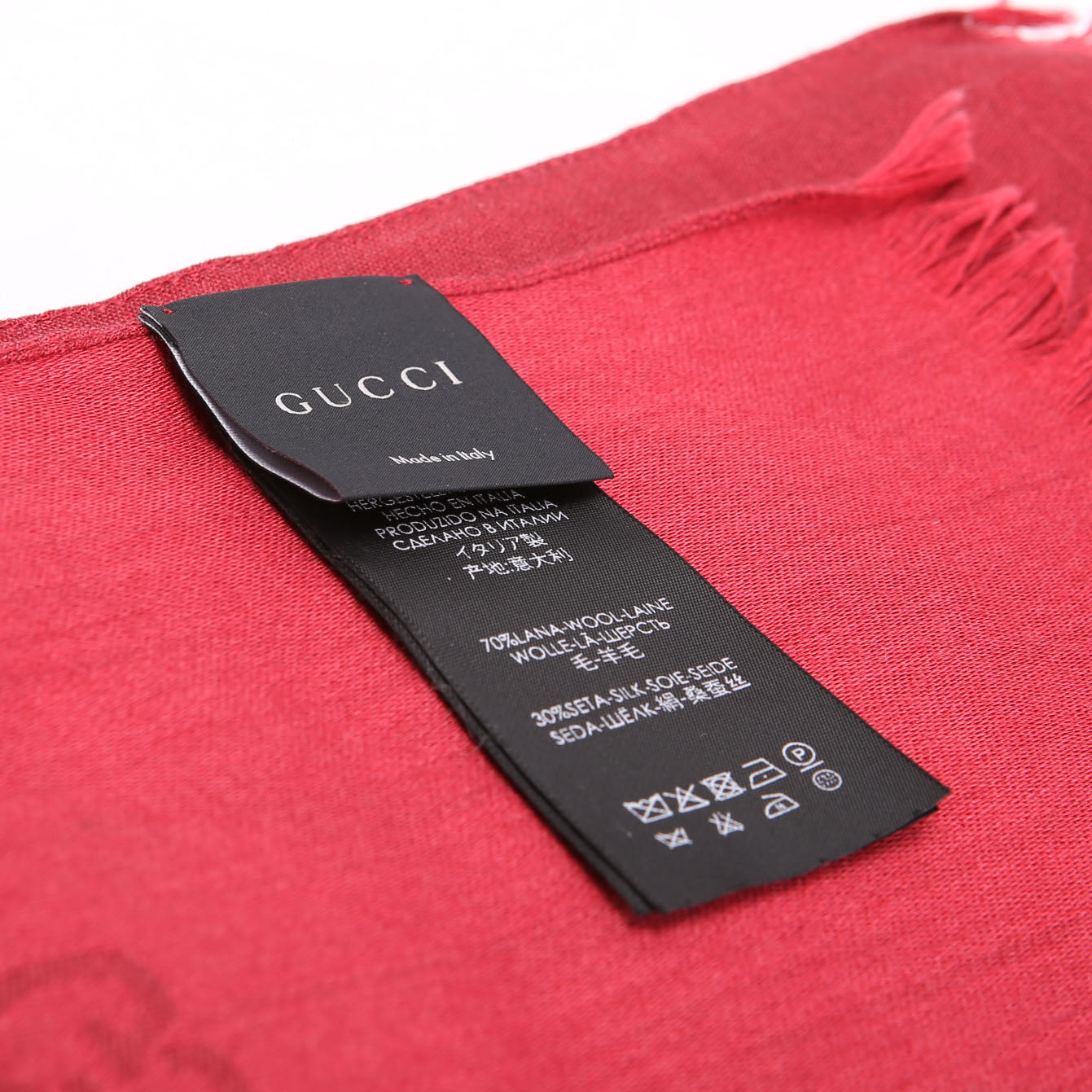 542984 GG Wool/Silk Scarf 70 X 200CM Red