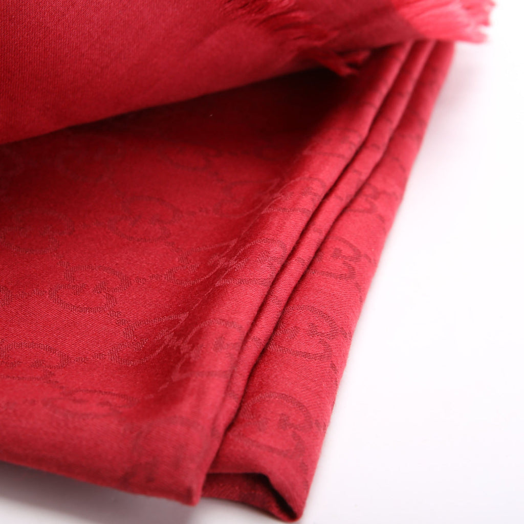 542984 GG Wool/Silk Scarf 70 X 200CM Red