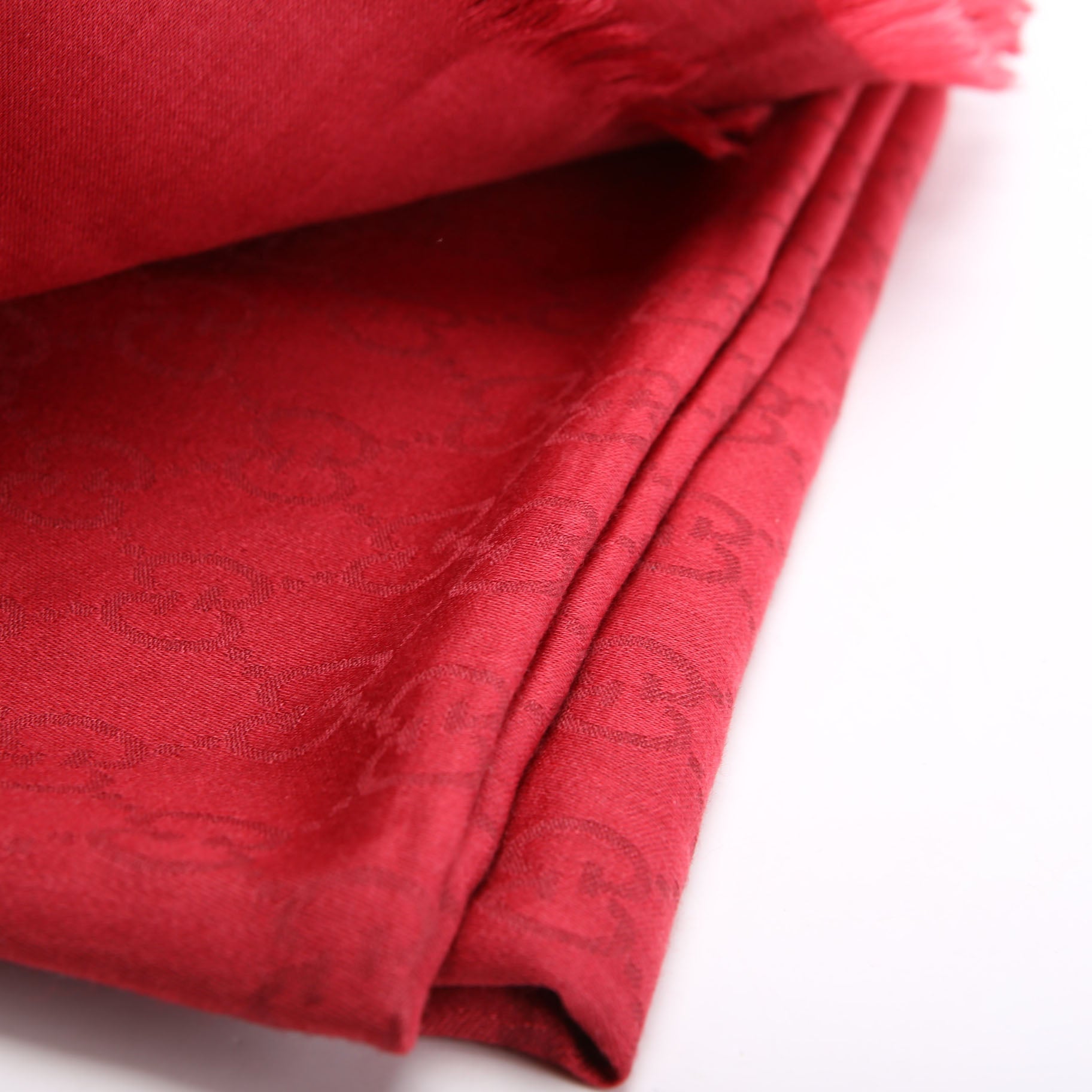 542984 GG Wool/Silk Scarf 70 X 200CM Red