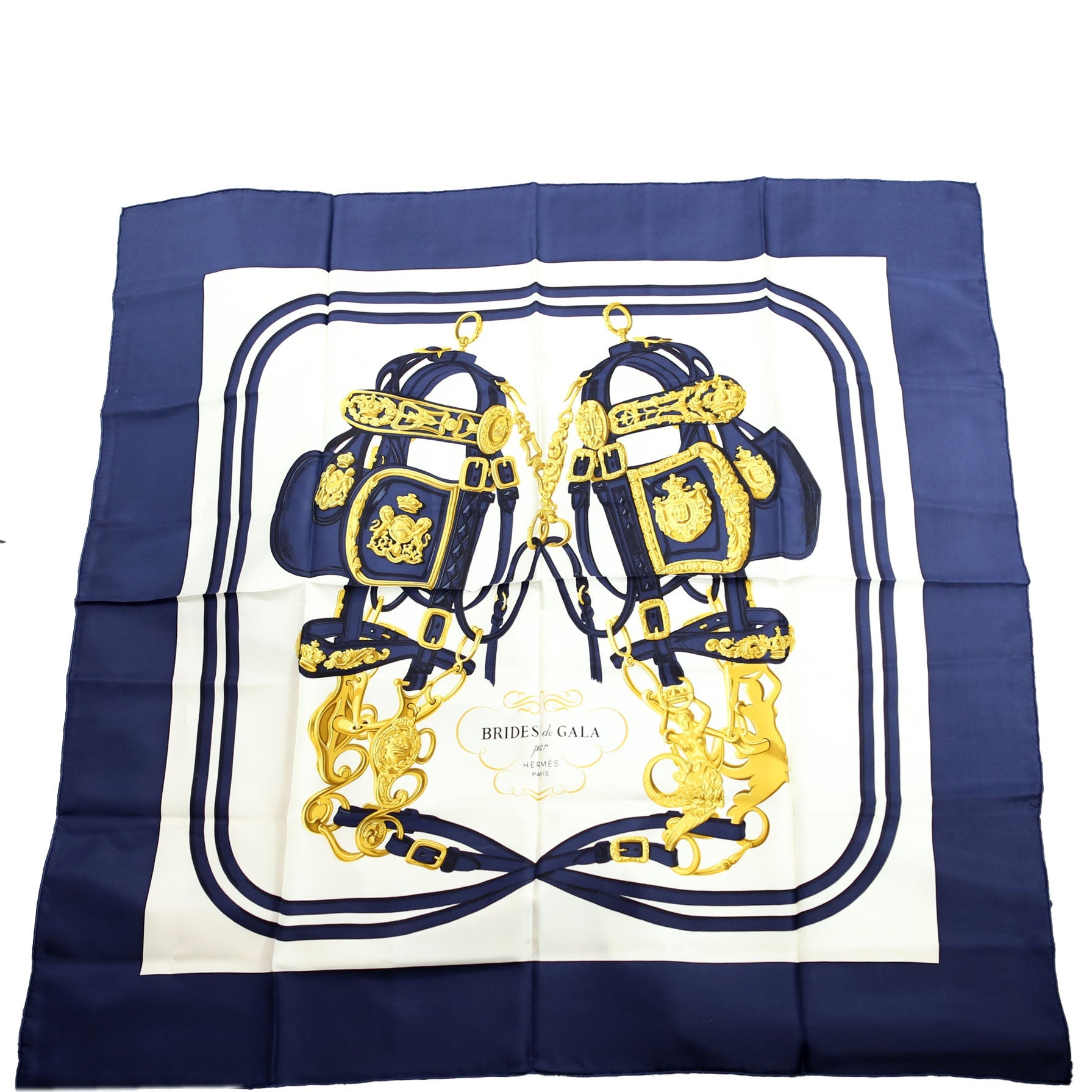 Brides De Gala 90 Silk Scarf Blue/White
