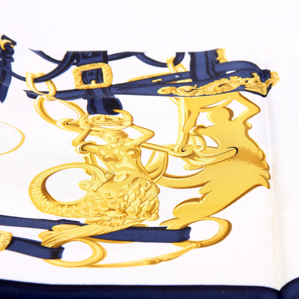 Brides De Gala 90 Silk Scarf Blue/White