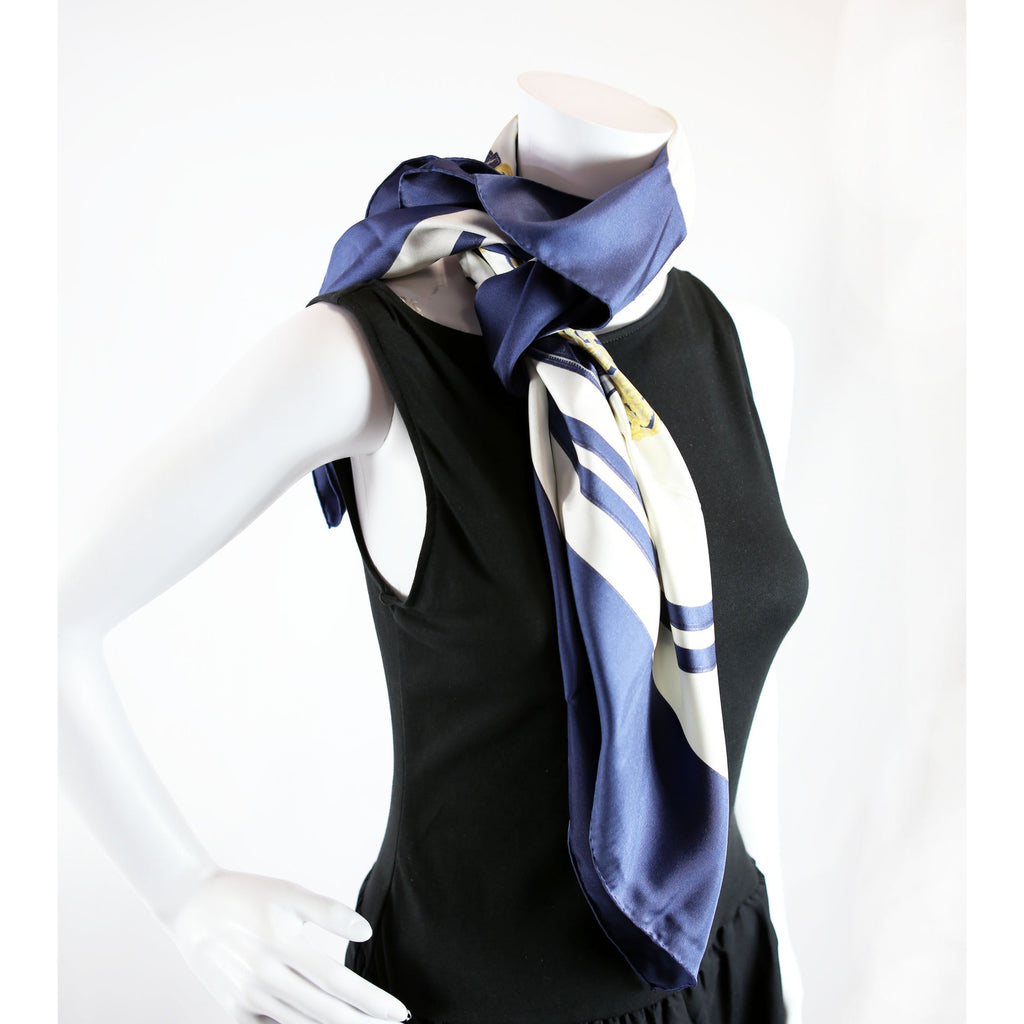 Brides De Gala 90 Silk Scarf Blue/White