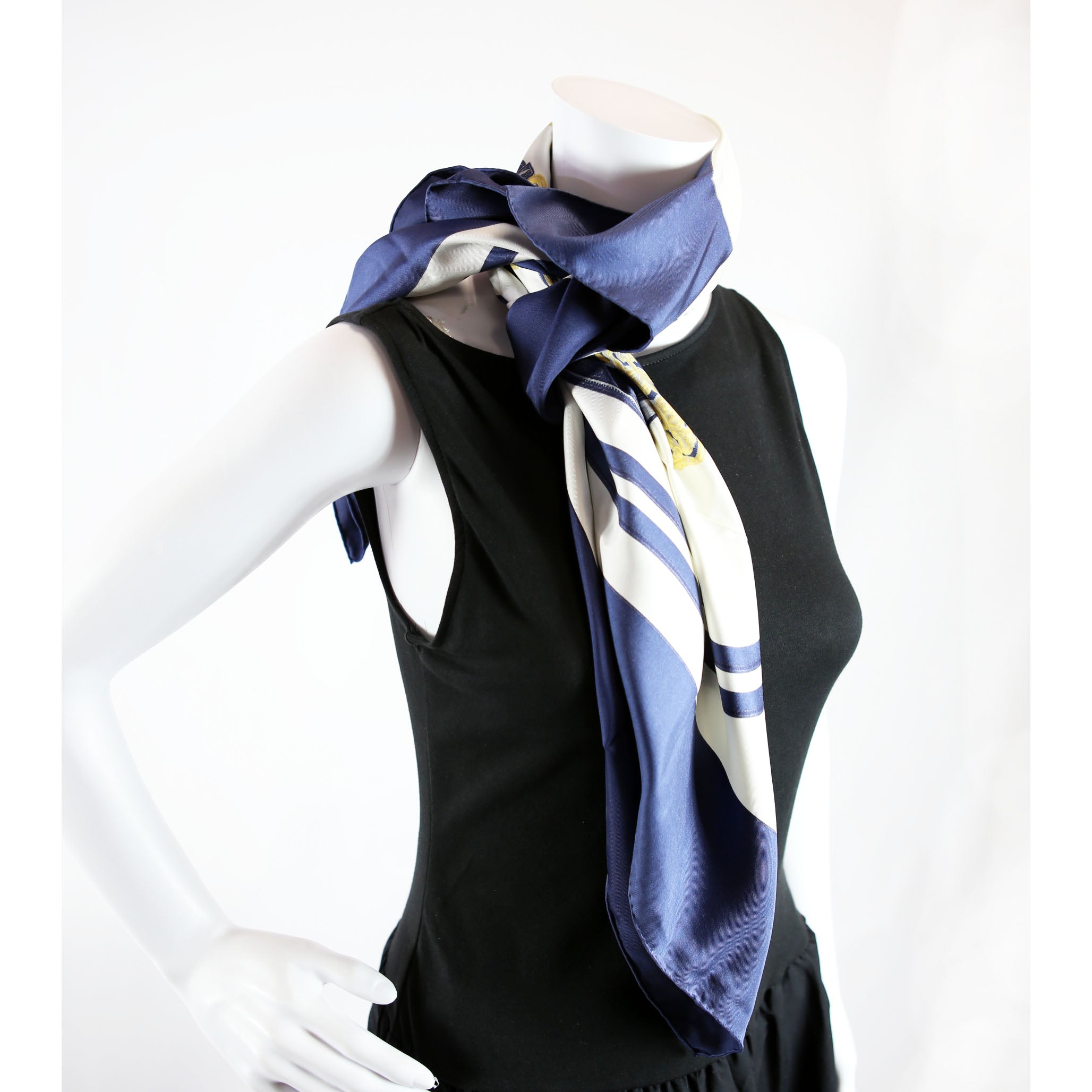 Brides De Gala 90 Silk Scarf Blue/White