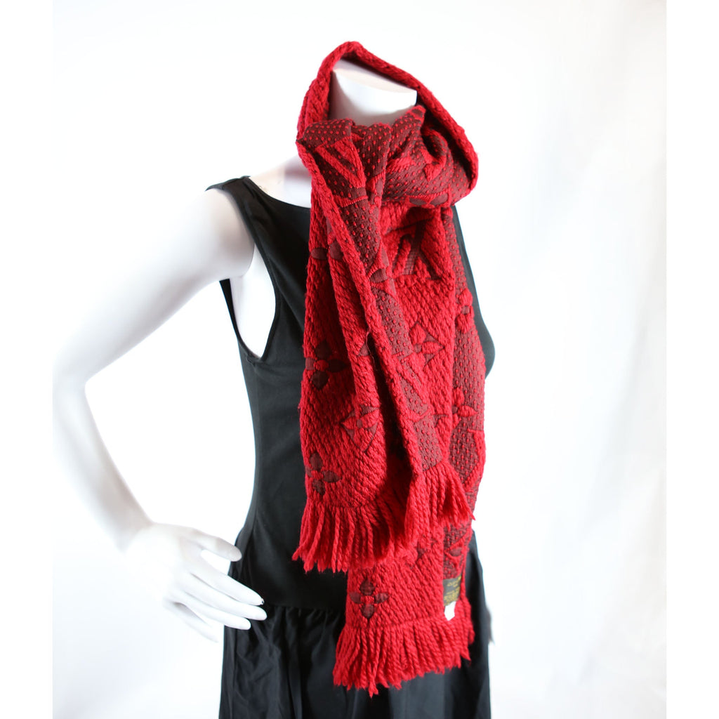 Logomania Wool/Silk Scarf Red