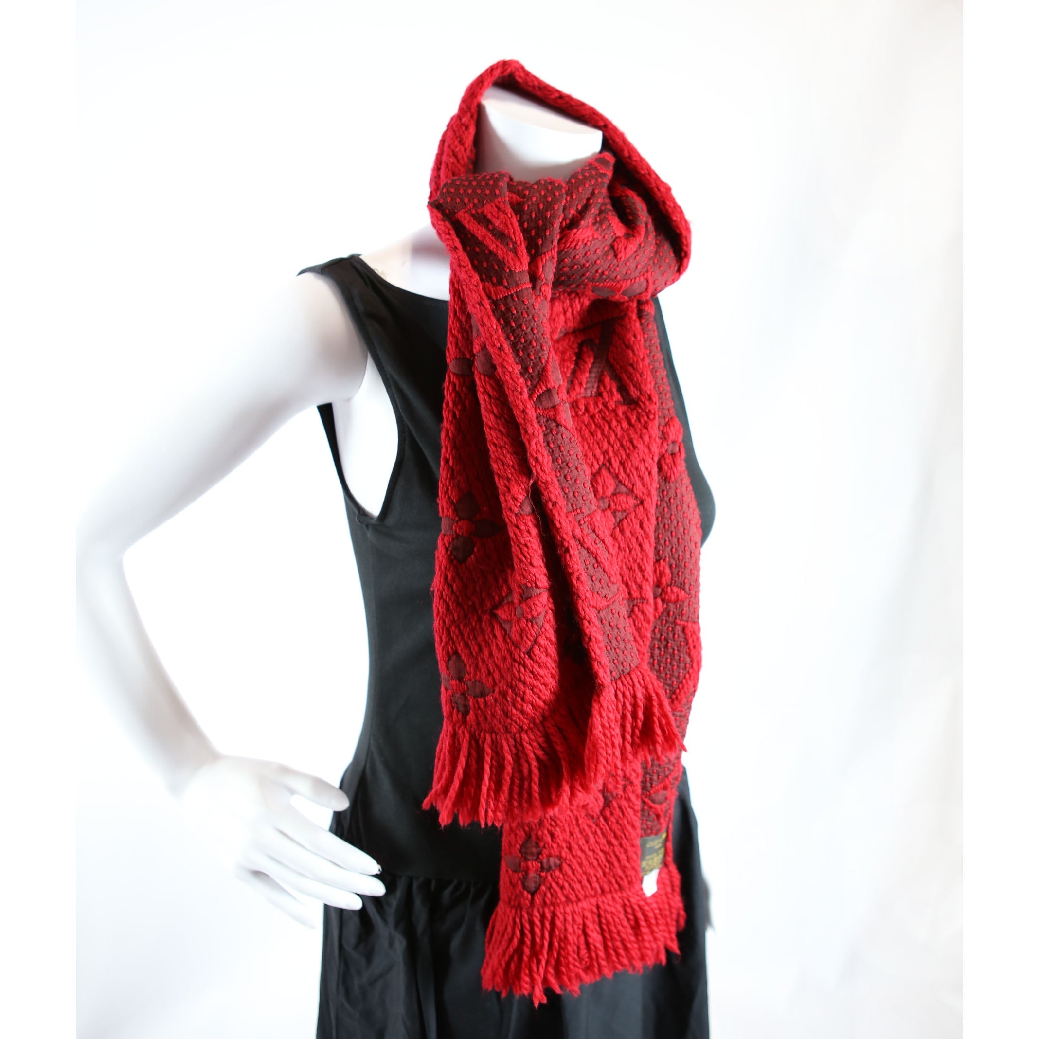 Logomania Wool/Silk Scarf Red