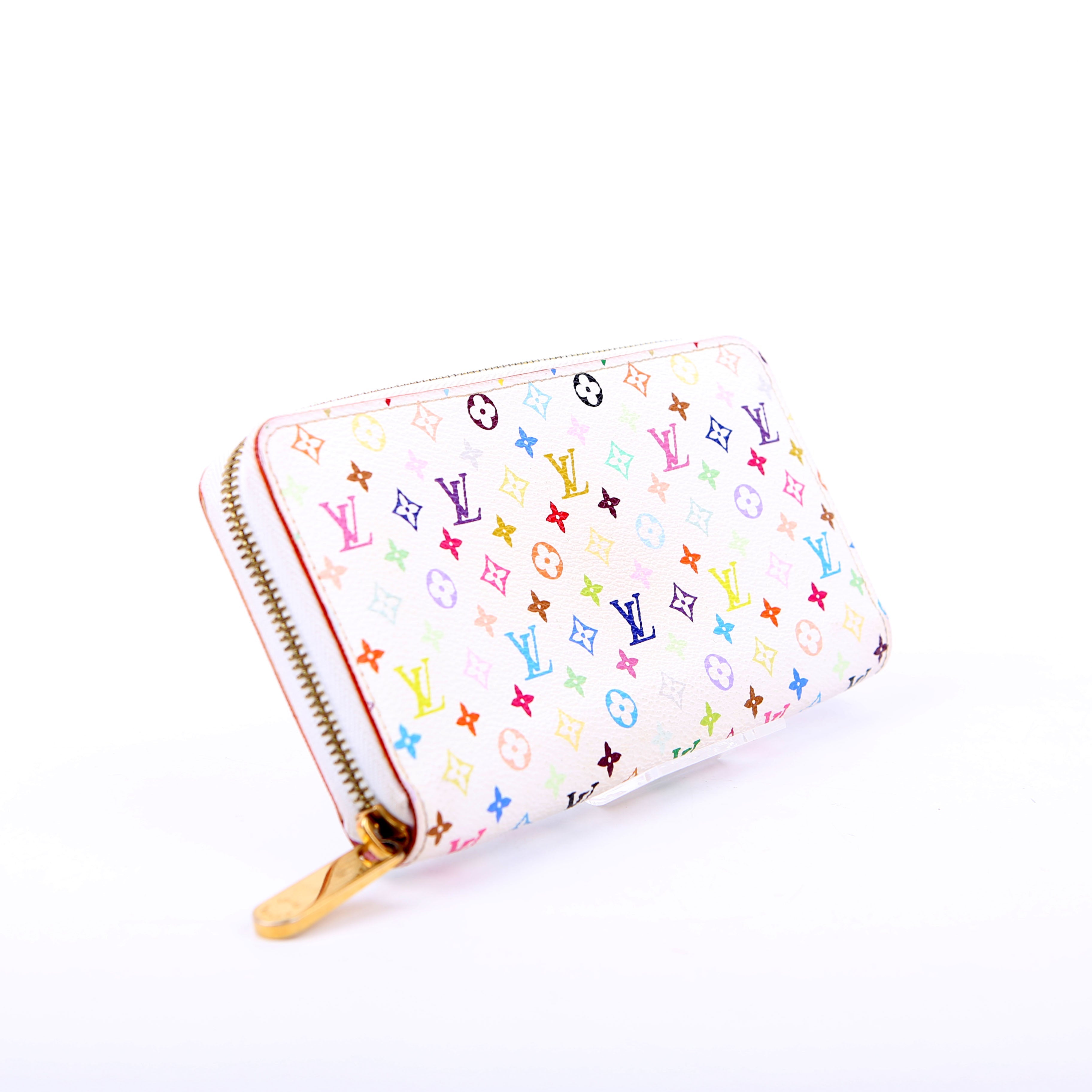 Zippy Wallet Multicolor Monogram White/Pink