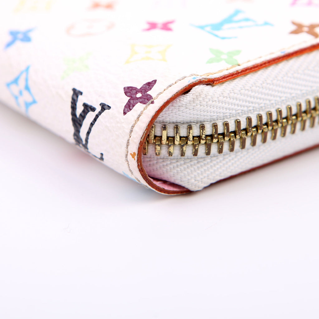 Zippy Wallet Multicolor Monogram White/Pink