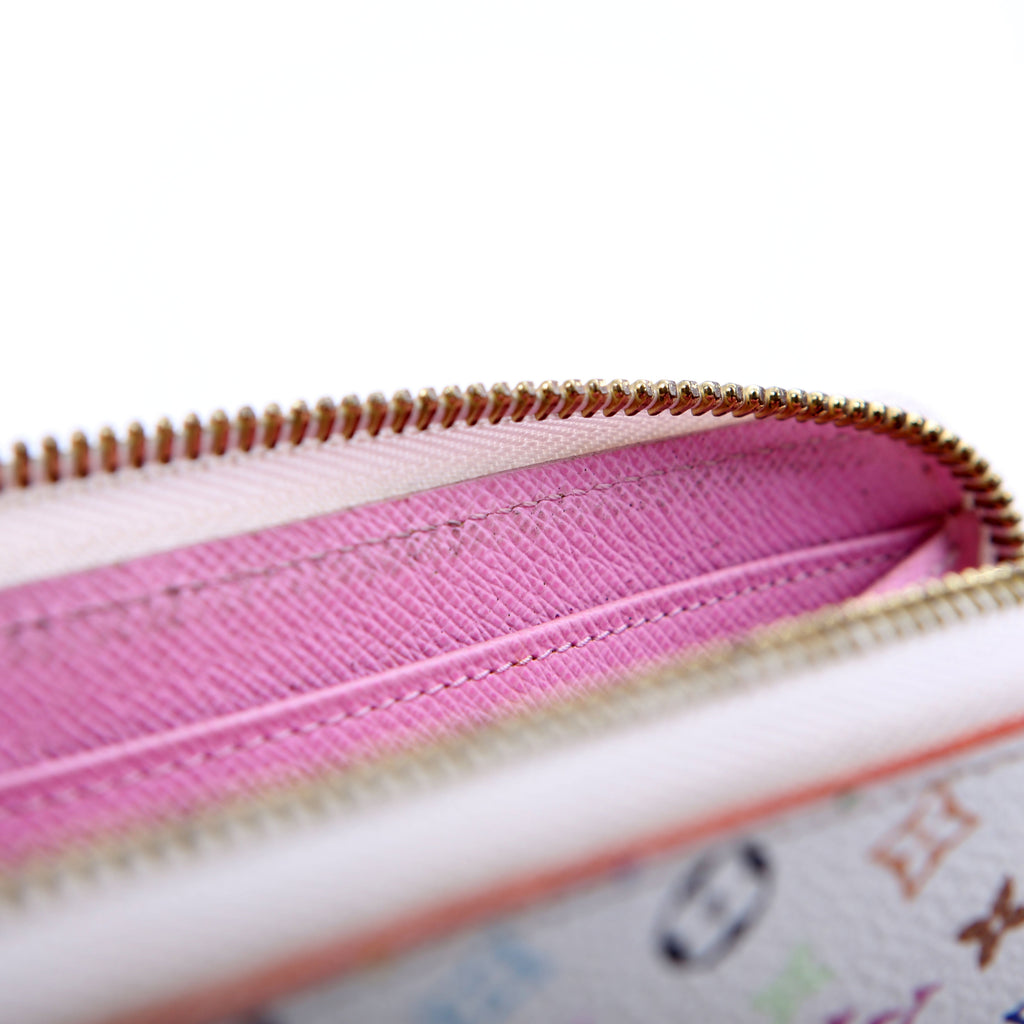 Zippy Wallet Multicolor Monogram White/Pink