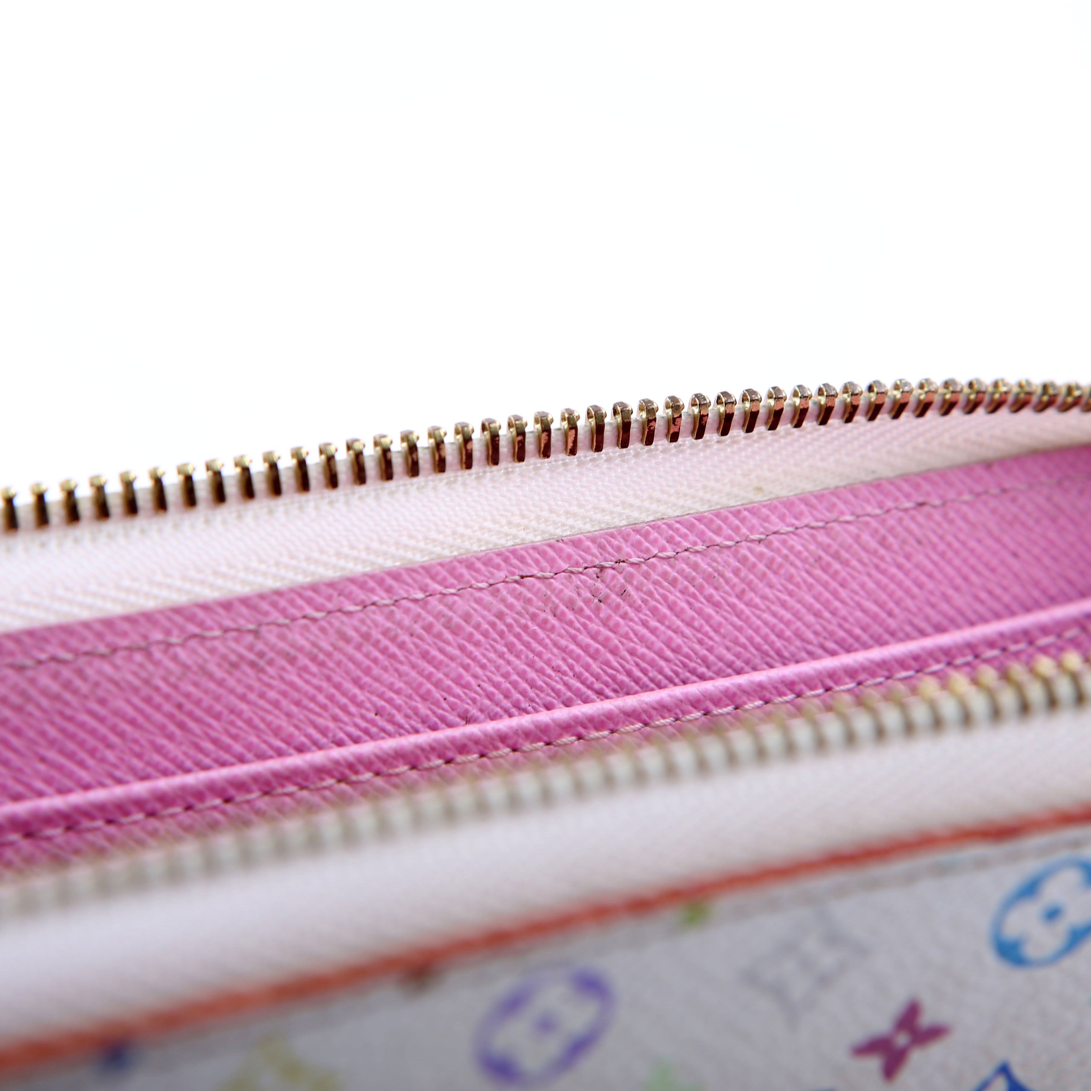 Zippy Wallet Multicolor Monogram White/Pink