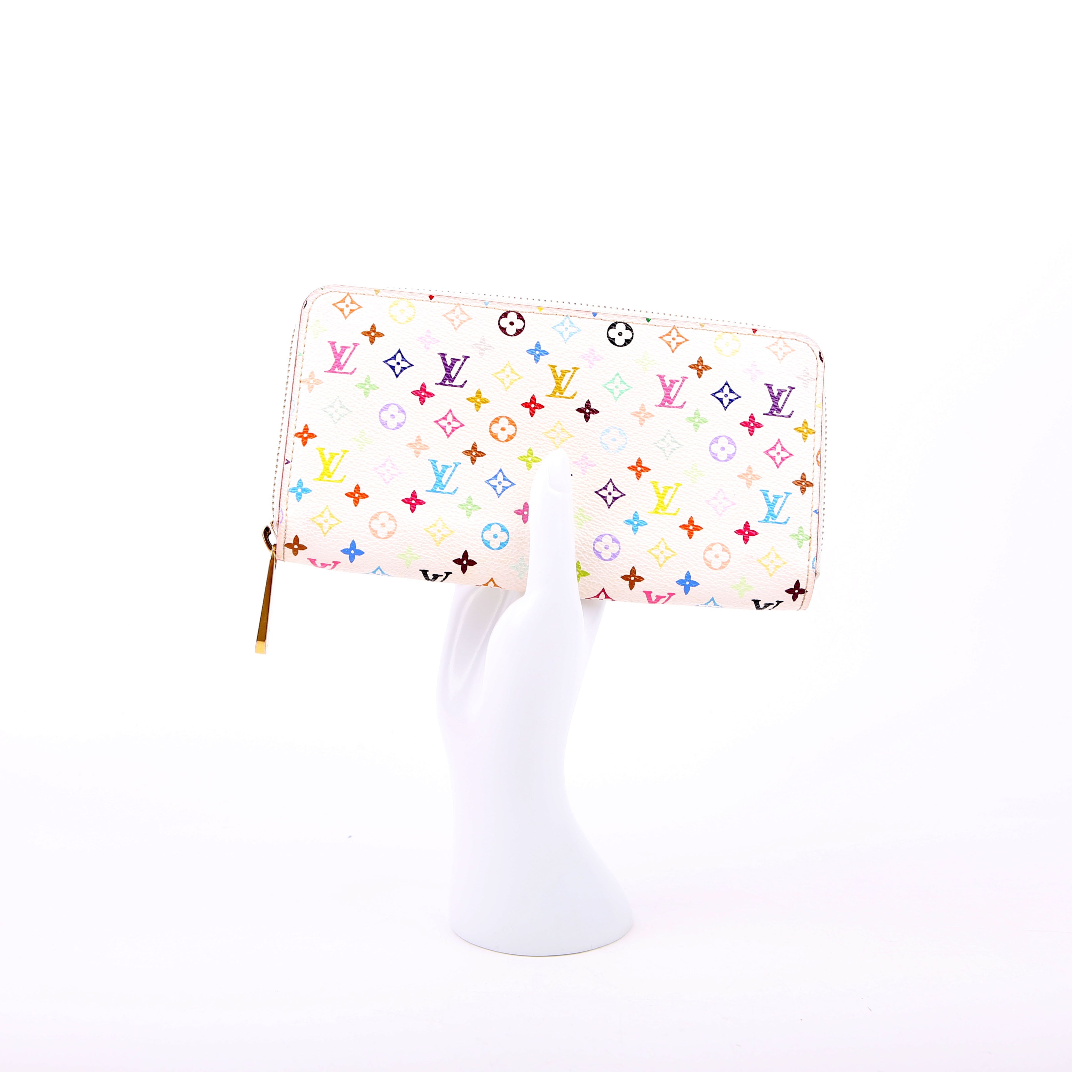 Zippy Wallet Multicolor Monogram White/Pink