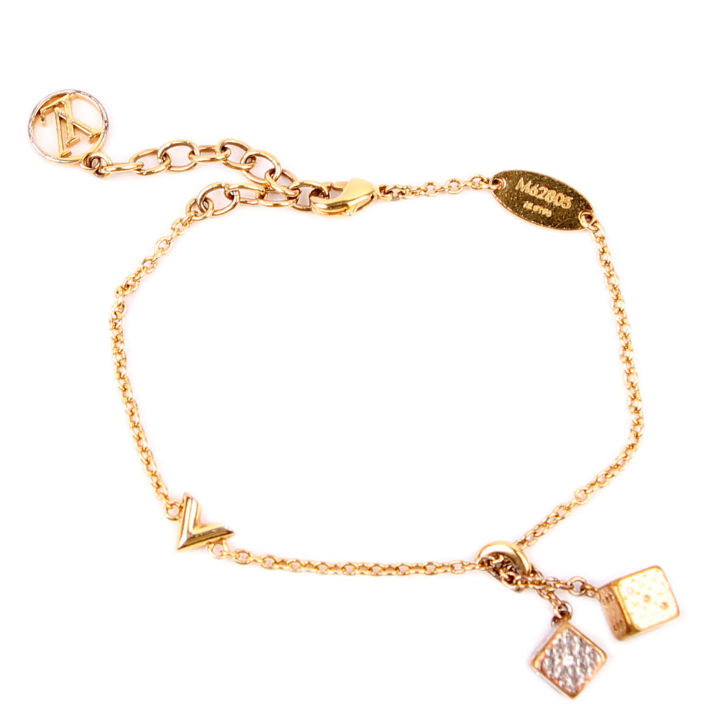 Luckygram Dice Crystal Bracelet Gold