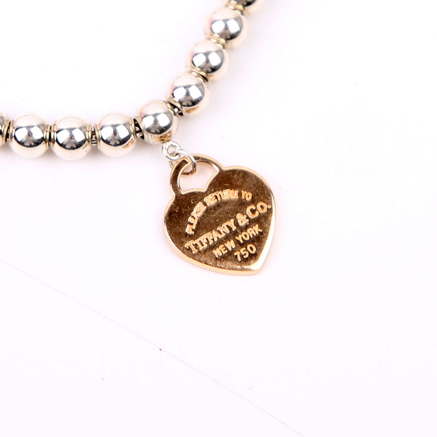 Please Return Bead Mini Heart 925/750 Bracelet Silver/Gold
