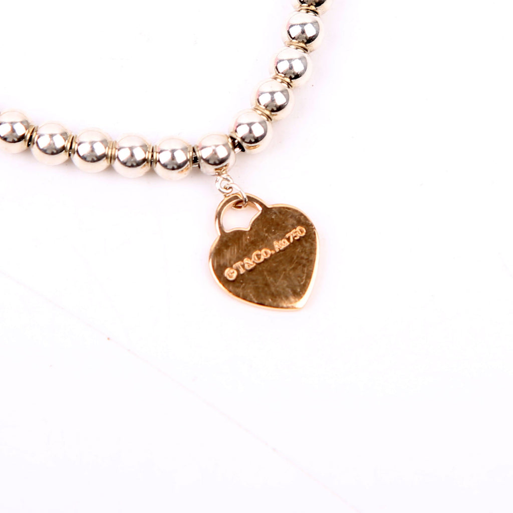 Please Return Bead Mini Heart 925/750 Bracelet Silver/Gold