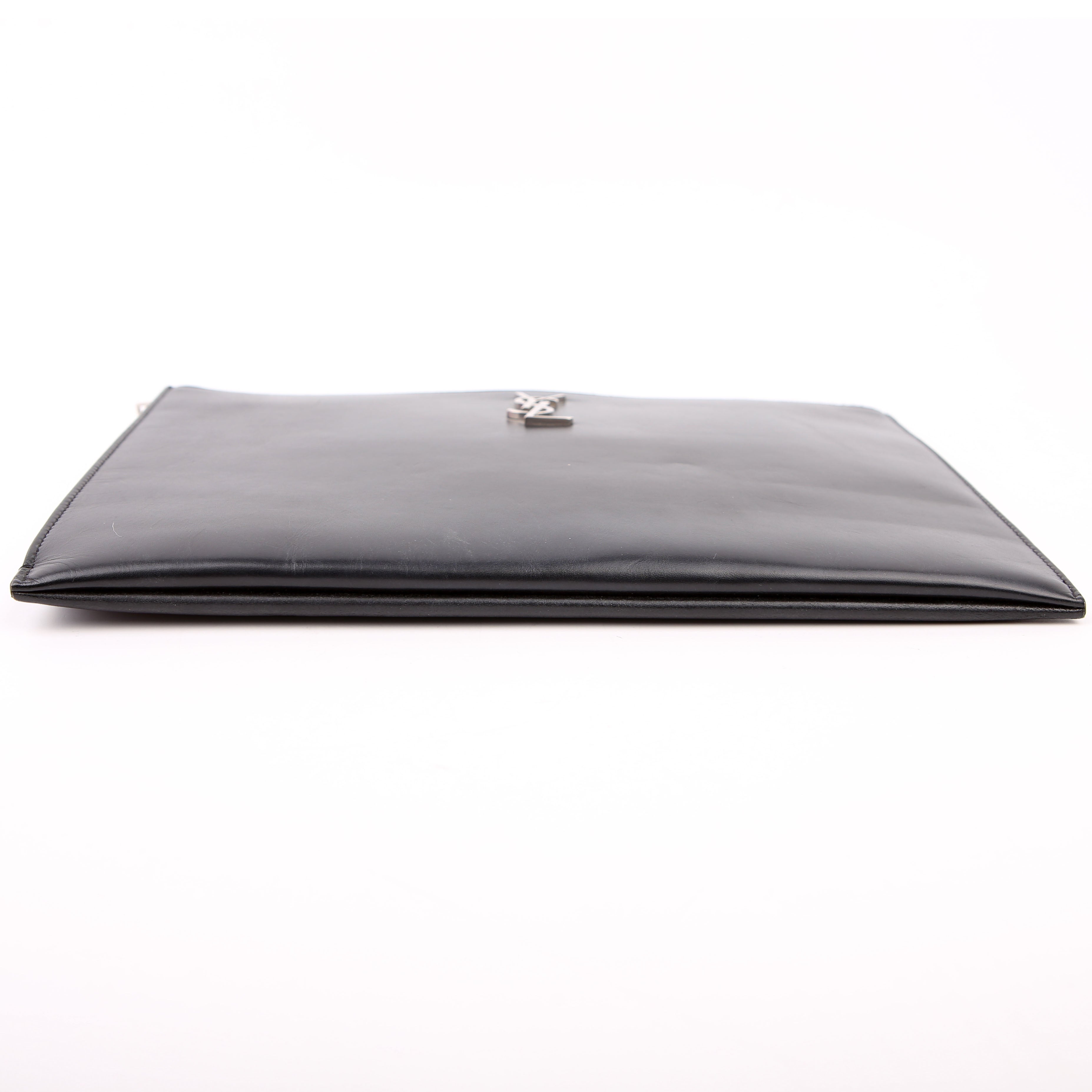 SAINT LAURENT Cassandre Smooth Leather Zippered Pouch Black