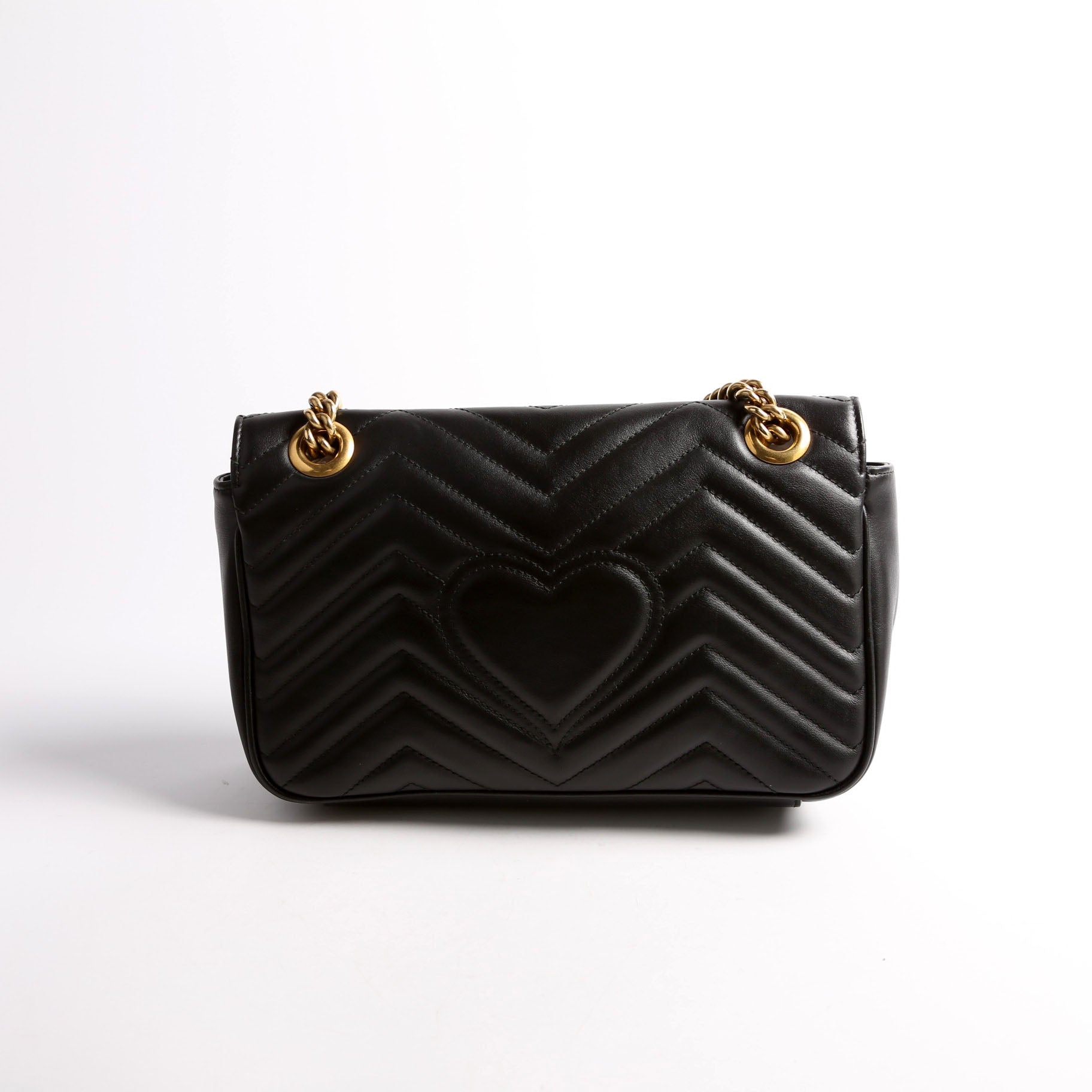 443497 Marmont Leather Shoulder Small Flap Black