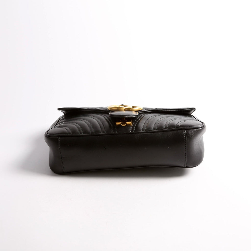 443497 Marmont Leather Shoulder Small Flap Black