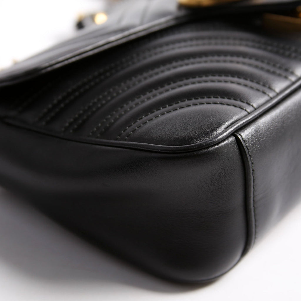 443497 Marmont Leather Shoulder Small Flap Black