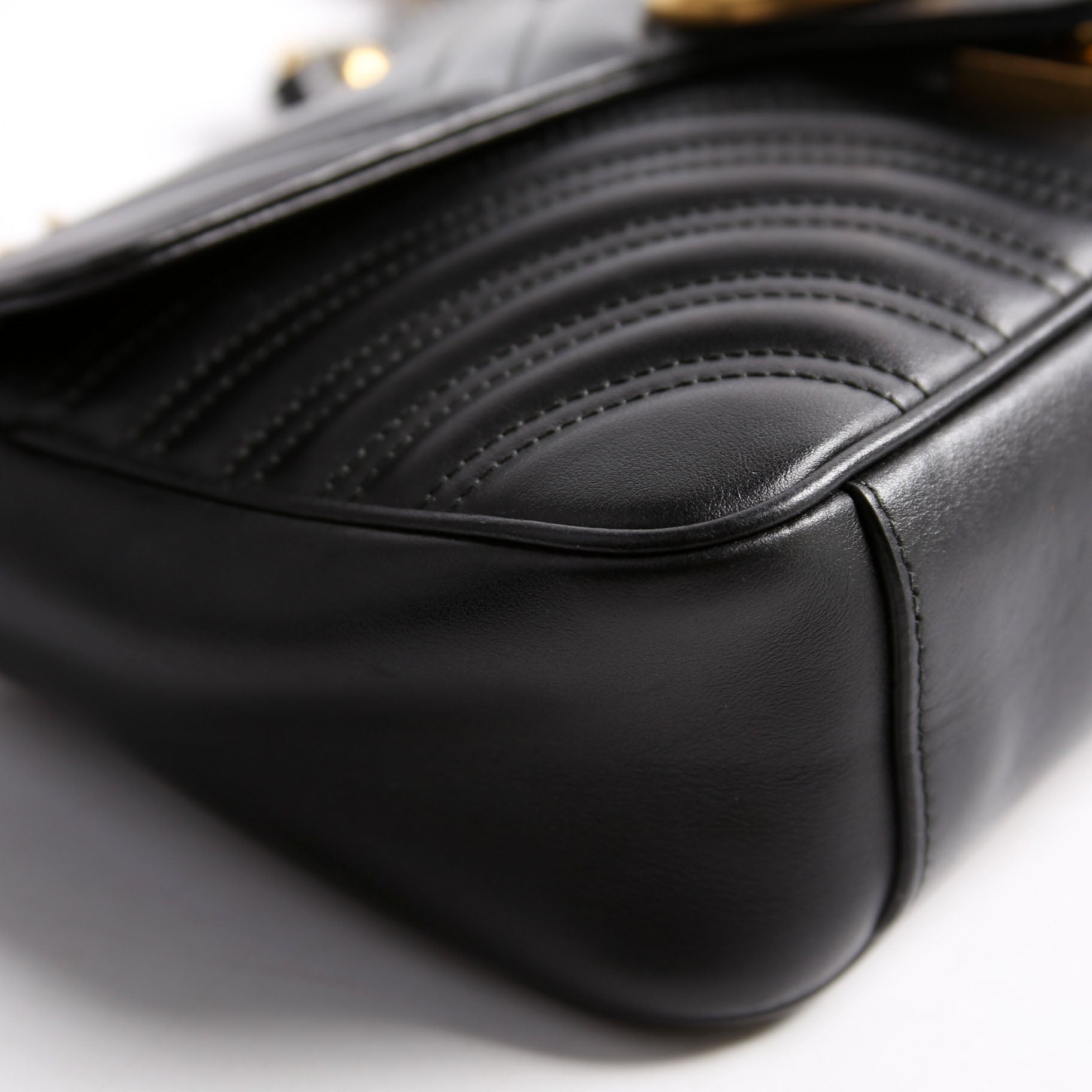 443497 Marmont Leather Shoulder Small Flap Black