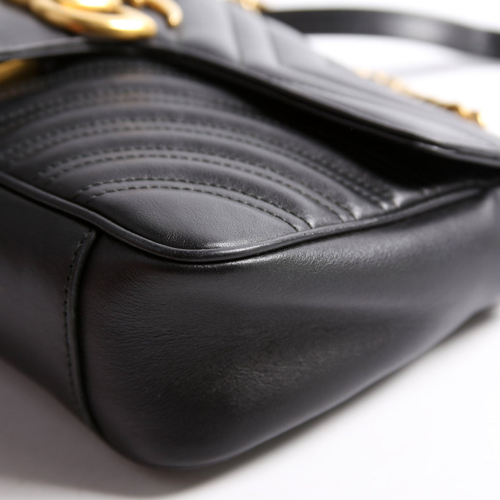 443497 Marmont Leather Shoulder Small Flap Black