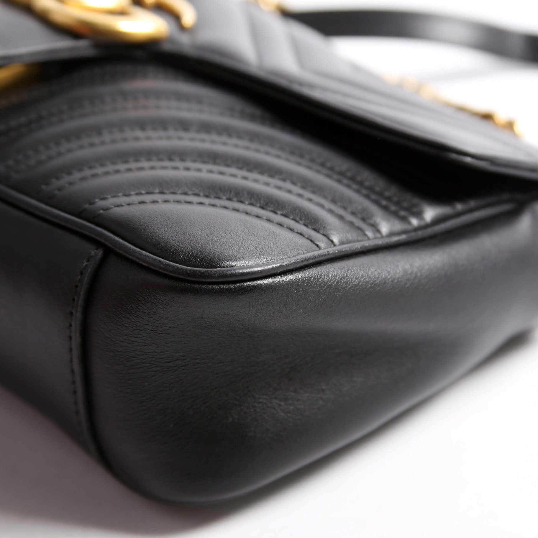 443497 Marmont Leather Shoulder Small Flap Black