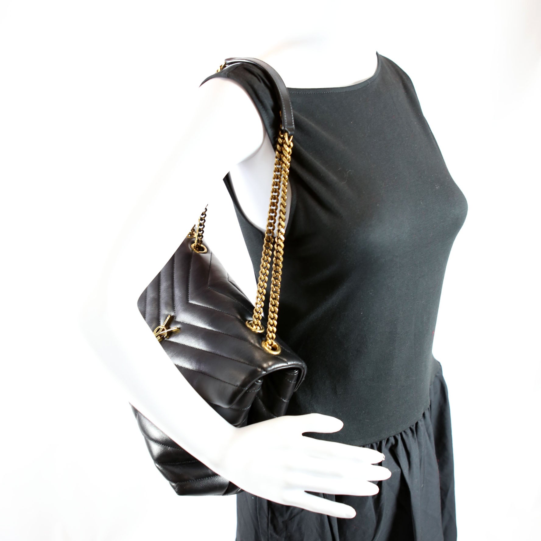 Loulou Medium Quilted 574946 Black/Gold