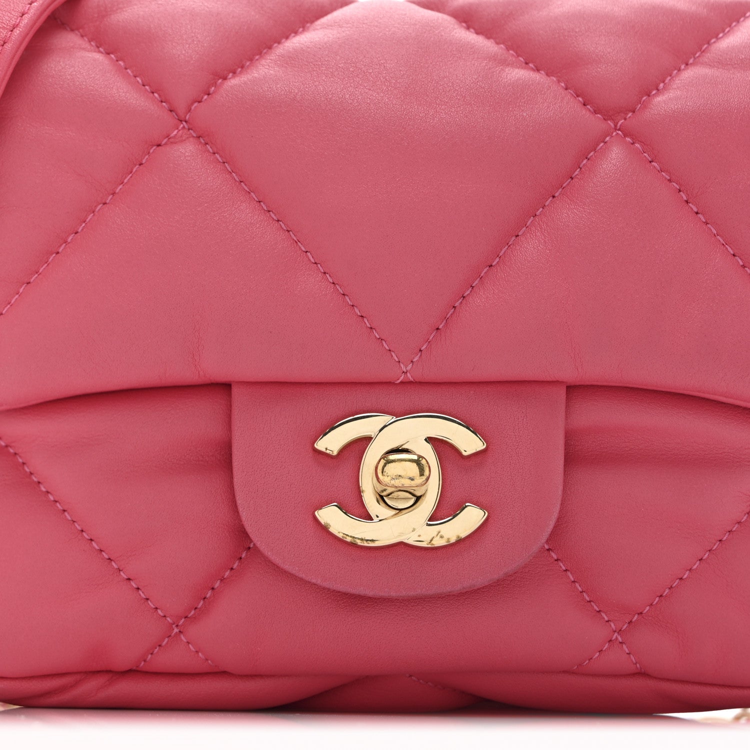 Chanel Calfskin Quilted Mini Square Bubbly Flap Pink