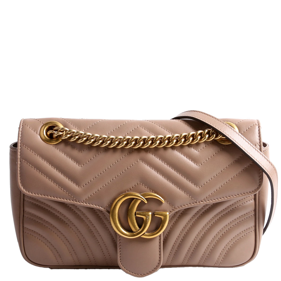 443497 Marmont Leather Shoulder Small Flap Tan