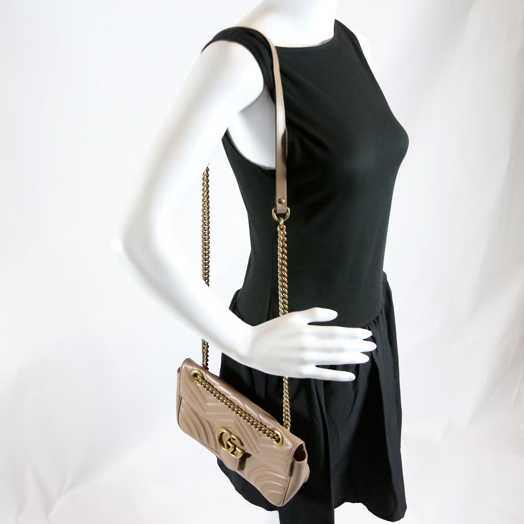443497 Marmont Leather Shoulder Small Flap Tan