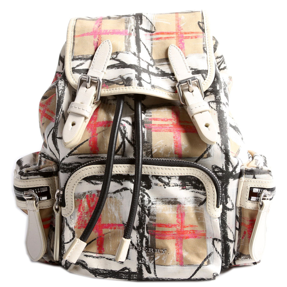 Rucksack scribble Check Nylon Small White/Multicolor