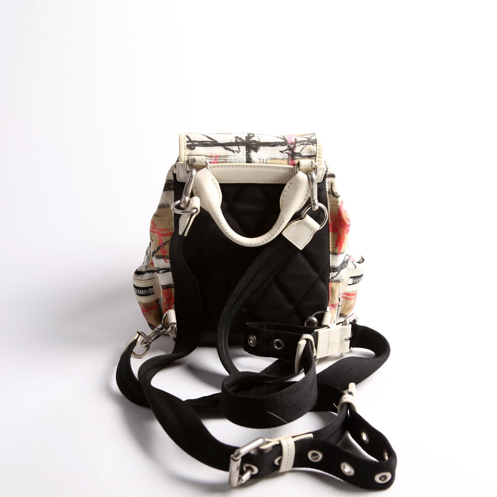 Rucksack scribble Check Nylon Small White/Multicolor