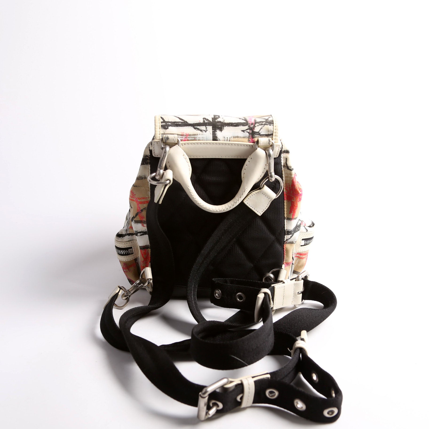 Rucksack scribble Check Nylon Small White/Multicolor