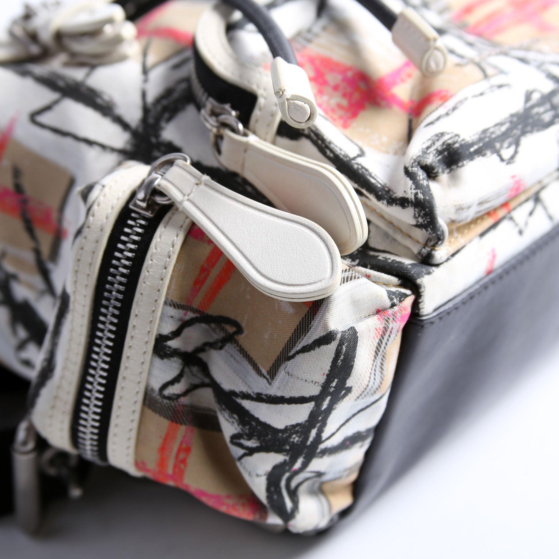 Rucksack scribble Check Nylon Small White/Multicolor