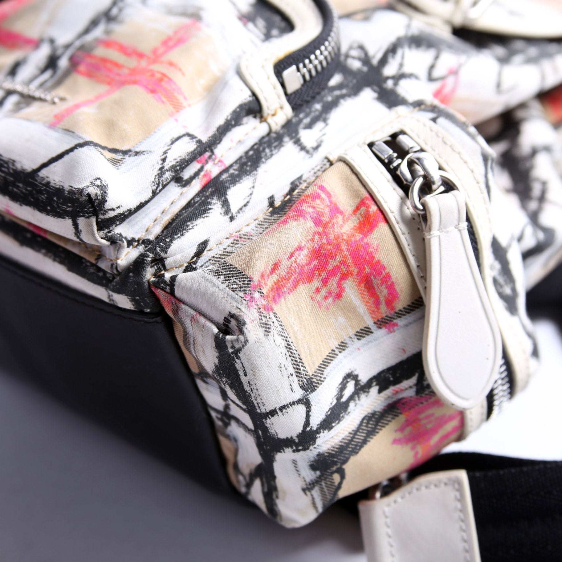 Rucksack scribble Check Nylon Small White/Multicolor