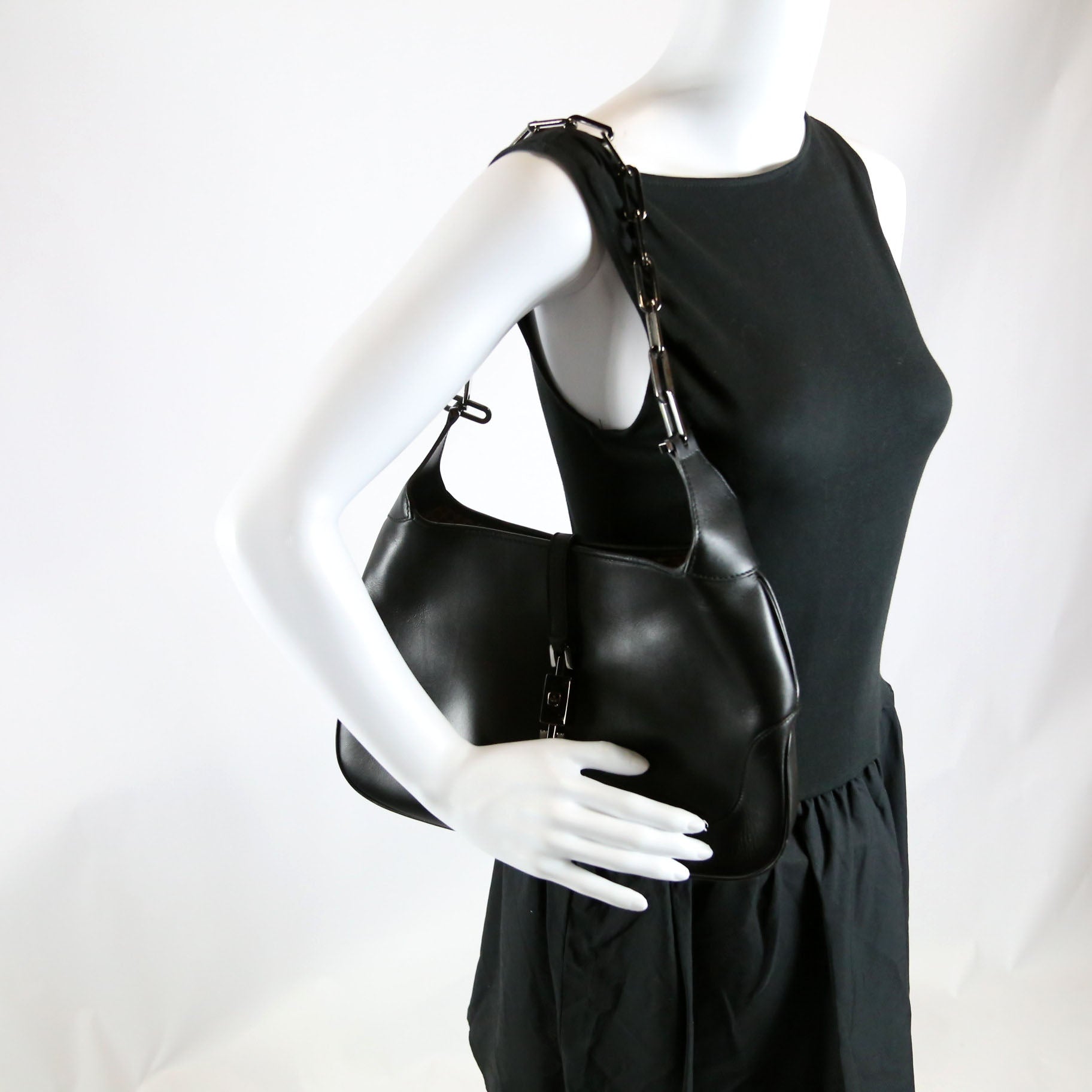 001.4015 Jackie Chain Hobo Leather Vintage Black