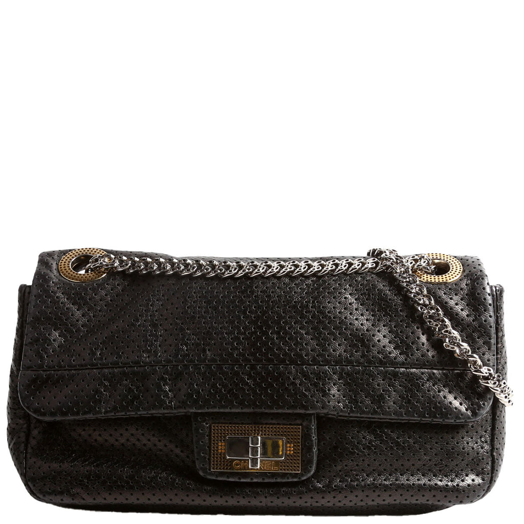 Metallic Perforated Drill Flap Black