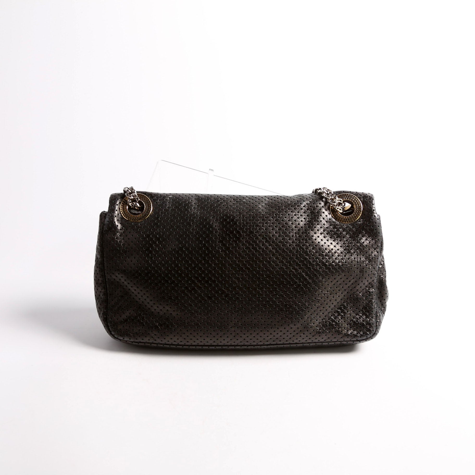 Metallic Perforated Drill Flap Black