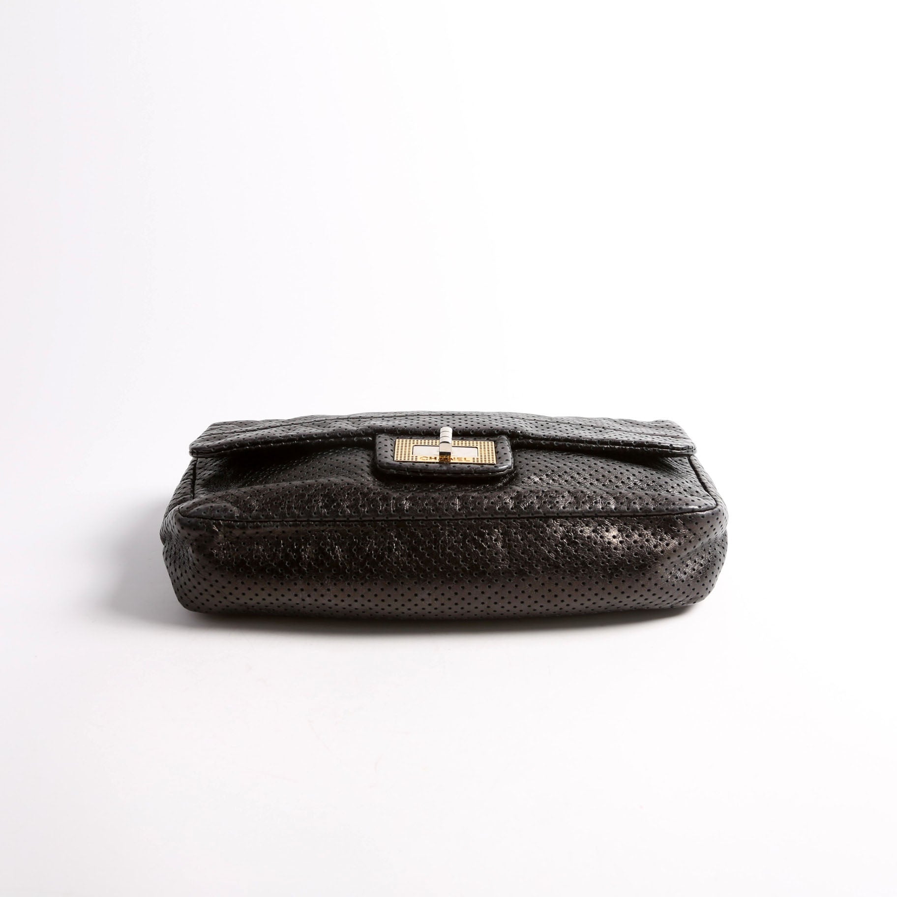 Metallic Perforated Drill Flap Black