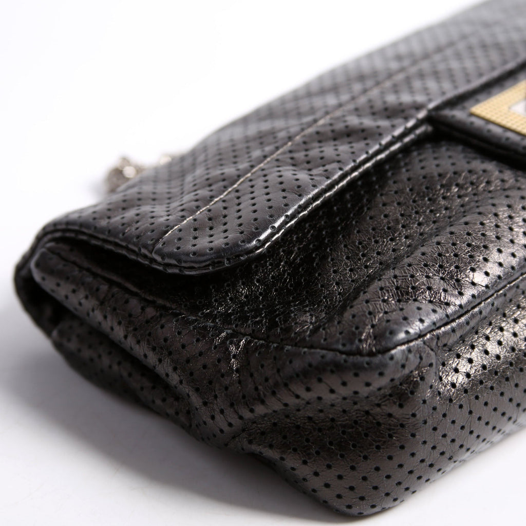 Metallic Perforated Drill Flap Black