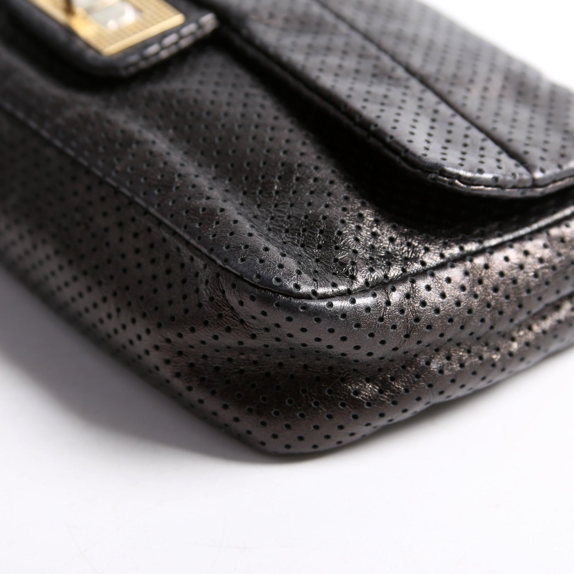 Metallic Perforated Drill Flap Black