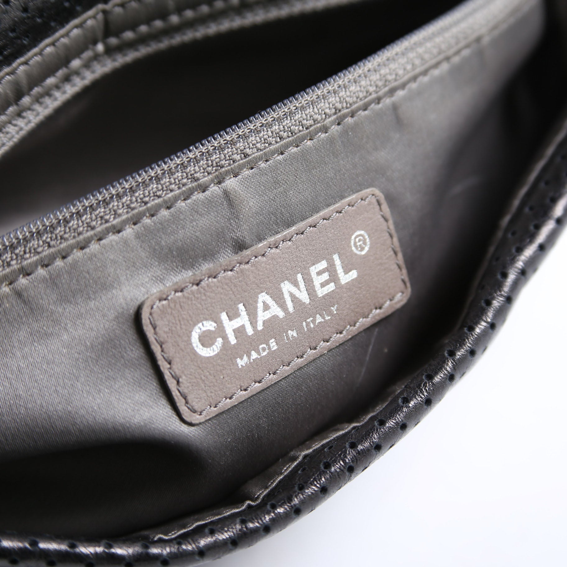 Metallic Perforated Drill Flap Black