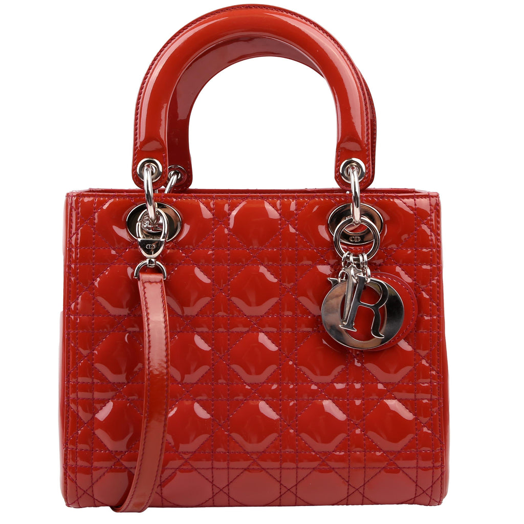 Lady Dior Medium Patent Red