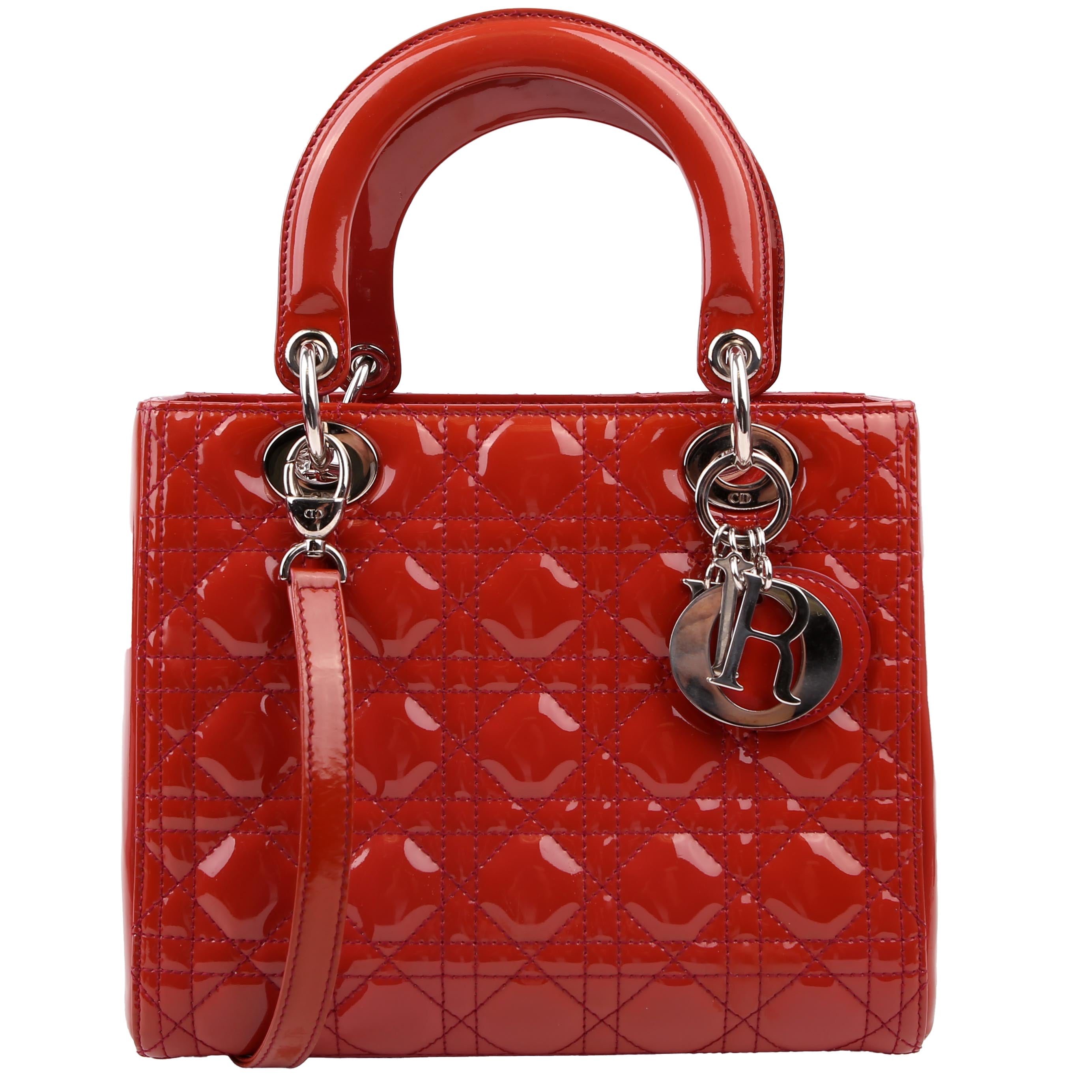 Lady Dior Medium Patent Red