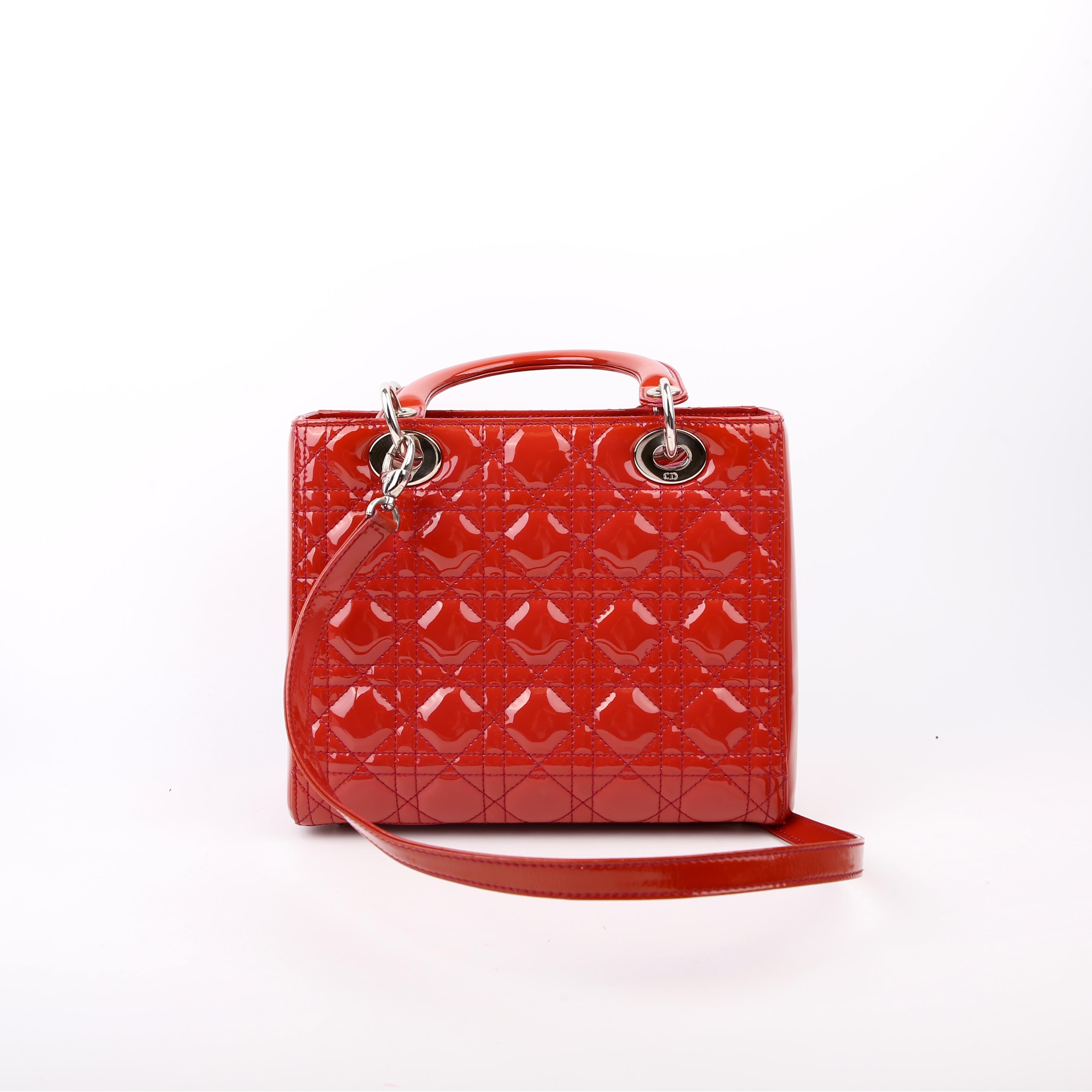 Lady Dior Medium Patent Red