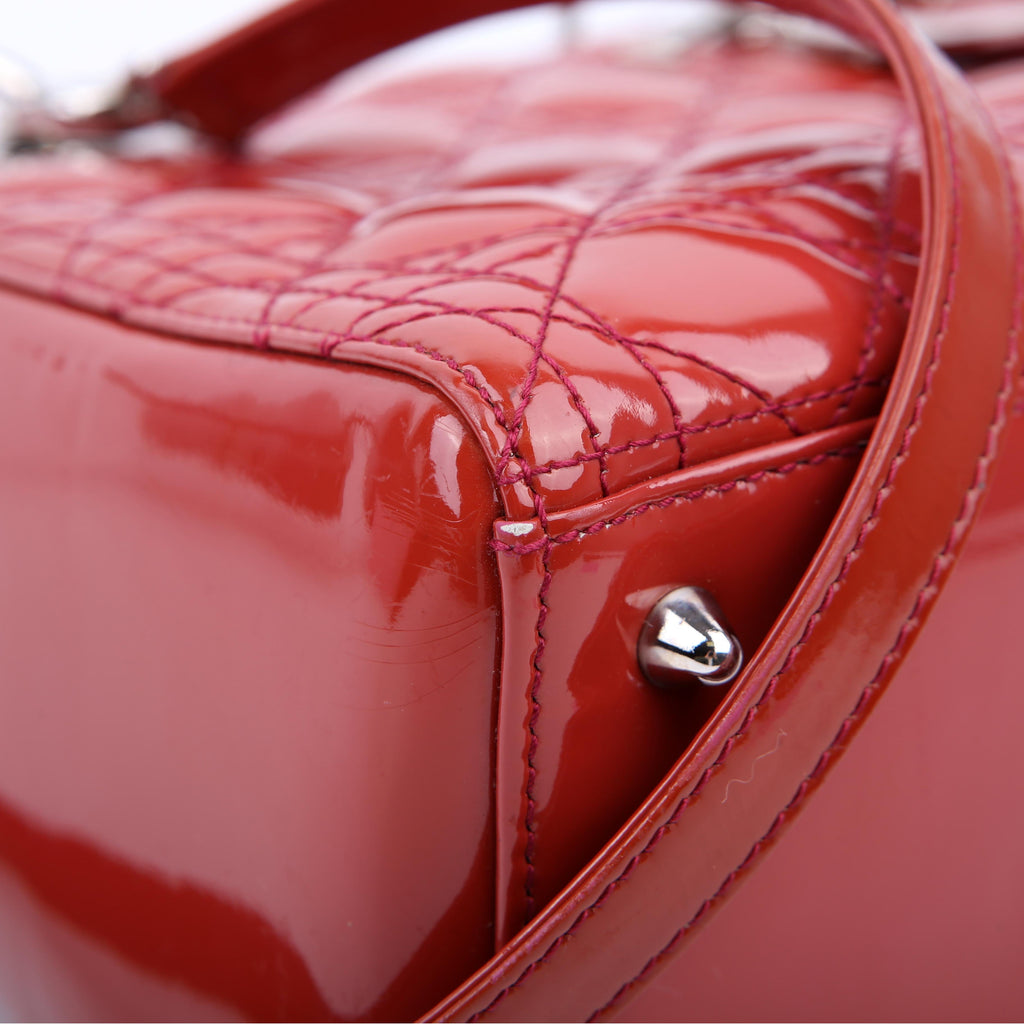 Lady Dior Medium Patent Red