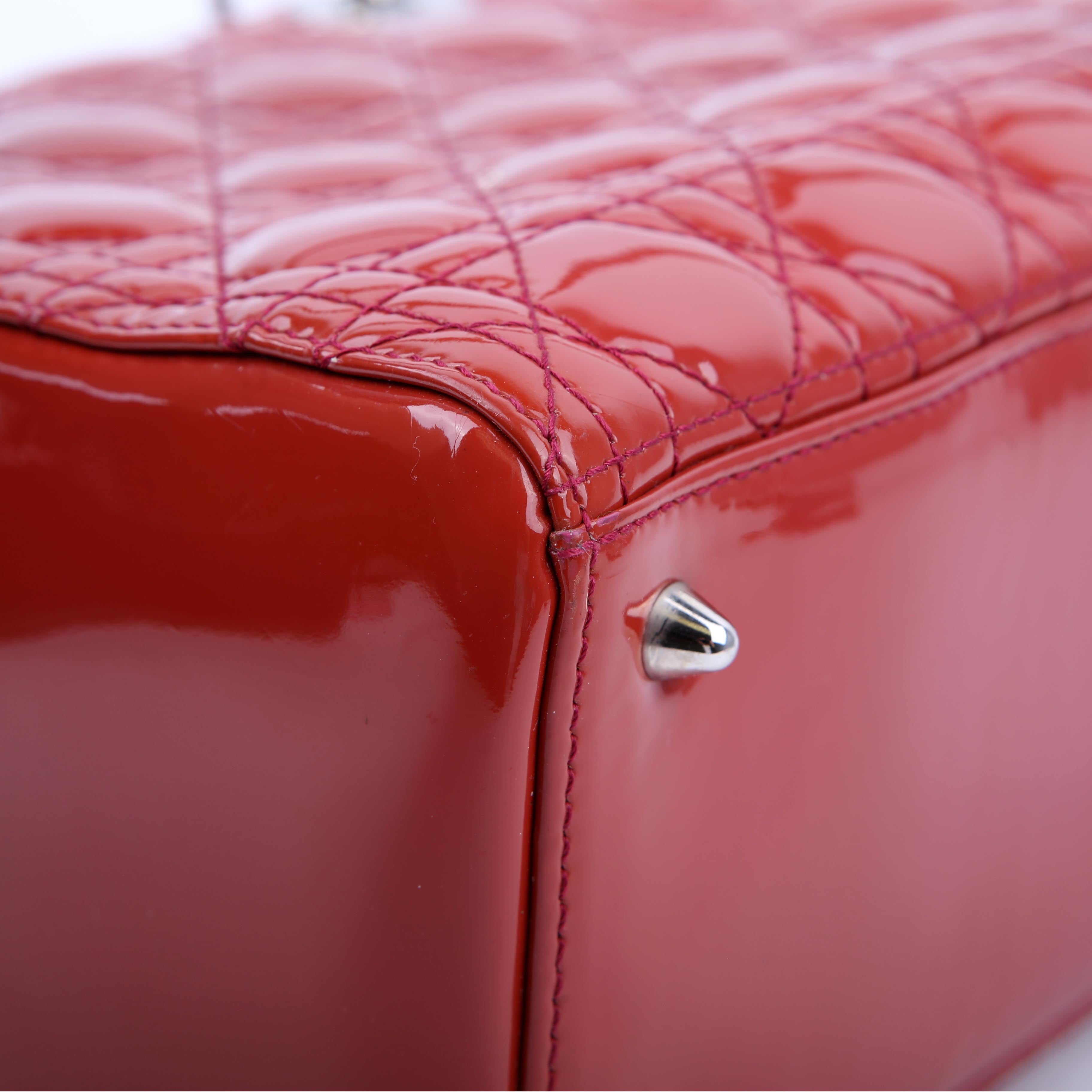 Lady Dior Medium Patent Red