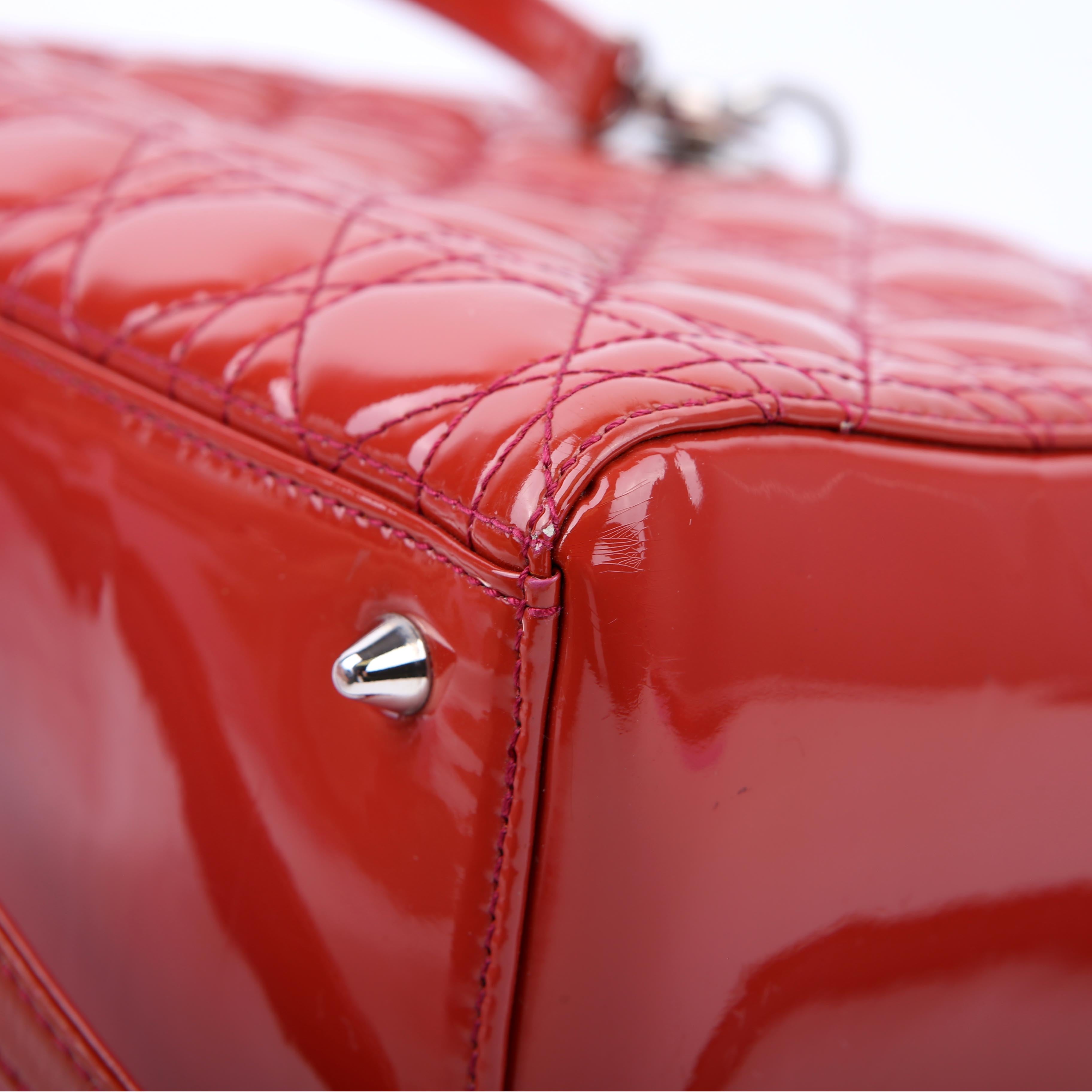 Lady Dior Medium Patent Red