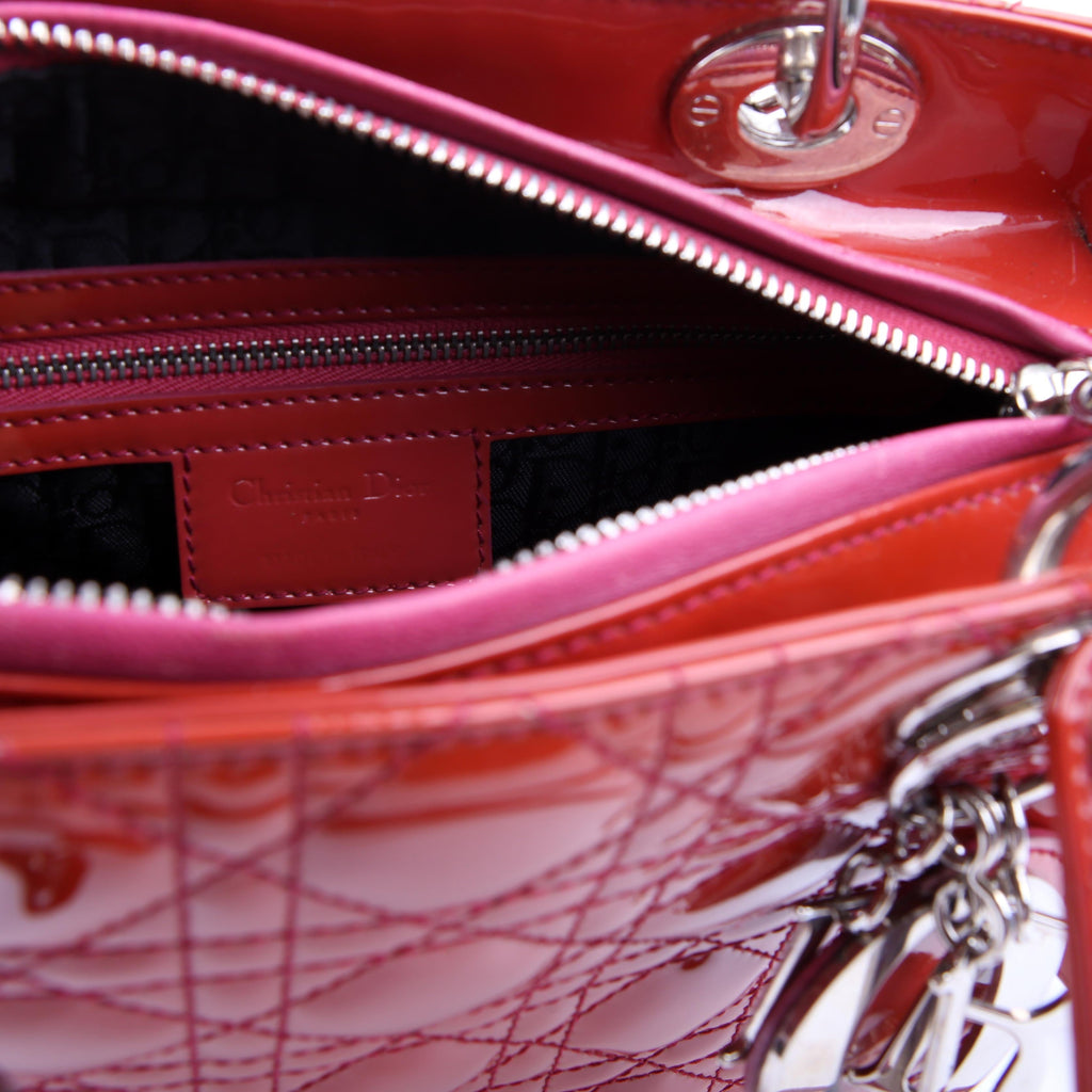 Lady Dior Medium Patent Red