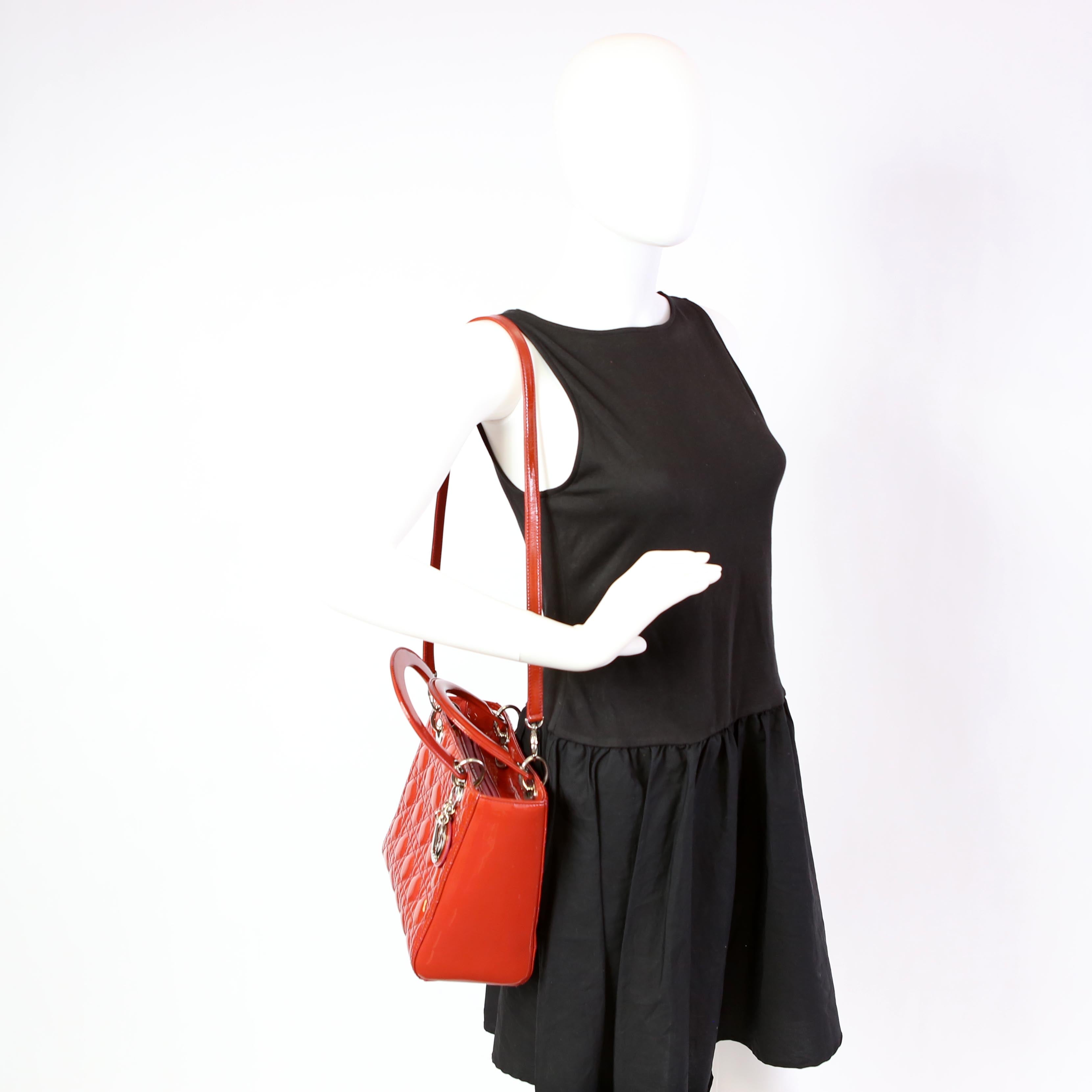 Lady Dior Medium Patent Red